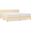 Image de vidaXL Lit boxspring avec matelas Crème 200x200 cm Tissu