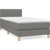 Image de vidaXL Lit boxspring avec matelas gris foncé 90x190 cm Tissu
