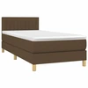 Image de vidaXL Lit boxspring avec matelas brun foncé 90x190 cm Tissu