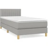 Image de vidaXL Lit boxspring avec matelas gris clair 90x200 cm Tissu