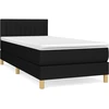 Image de vidaXL Lit boxspring avec matelas noir 90x200 cm Tissu