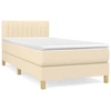Image de vidaXL Lit boxspring avec matelas Crème 90x200 cm Tissu