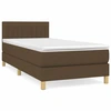 Image de vidaXL Lit boxspring avec matelas brun foncé 100x200 cm Tissu