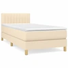 Image de vidaXL Lit boxspring avec matelas Crème 100x200 cm Tissu