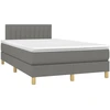 Image de vidaXL Lit boxspring avec matelas gris foncé 120x200 cm Tissu