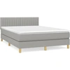 Image de vidaXL Lit boxspring avec matelas gris clair 140x190 cm Tissu