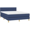 Image de vidaXL Lit boxspring avec matelas bleu 140x190 cm Tissu