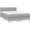 Image de vidaXL Lit boxspring avec matelas gris clair 140x200 cm Tissu