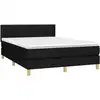 Image de vidaXL Lit boxspring avec matelas noir 140x200 cm Tissu