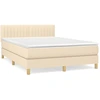 Image de vidaXL Lit boxspring avec matelas Crème 140x200 cm Tissu