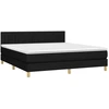 Image de vidaXL Lit boxspring avec matelas noir 160x200 cm Tissu