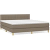 Image de vidaXL Lit boxspring avec matelas Taupe 160x200 cm Tissu