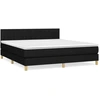 Image de vidaXL Lit boxspring avec matelas noir 180x200 cm Tissu