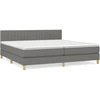 Image de vidaXL Lit boxspring avec matelas gris foncé 200x200 cm Tissu