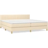 Image de vidaXL Lit boxspring avec matelas Crème 200x200 cm Tissu
