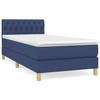 Image de vidaXL Lit boxspring avec matelas bleu 90x190 cm Tissu