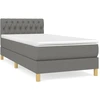 Image de vidaXL Lit boxspring avec matelas gris foncé 90x200 cm Tissu