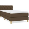 Image de vidaXL Lit boxspring avec matelas brun foncé 90x200 cm Tissu