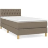 Image de vidaXL Lit boxspring avec matelas Taupe 90x200 cm Tissu