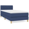 Image de vidaXL Lit boxspring avec matelas bleu 100x200 cm Tissu
