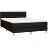 Image de vidaXL Lit boxspring avec matelas noir 140x190 cm Tissu
