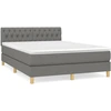 Image de vidaXL Lit boxspring avec matelas gris foncé 140x200 cm Tissu