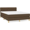 Image de vidaXL Lit boxspring avec matelas Marron foncé 140x200 cm Tissu
