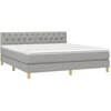 Image de vidaXL Lit boxspring avec matelas gris clair 160x200 cm Tissu