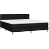 Image de vidaXL Lit boxspring avec matelas noir 160x200 cm Tissu