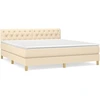 Image de vidaXL Lit boxspring avec matelas Crème 160x200 cm Tissu