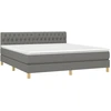 Image de vidaXL Lit boxspring avec matelas gris foncé 180x200 cm Tissu