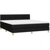 Image de vidaXL Lit boxspring avec matelas noir 180x200 cm Tissu