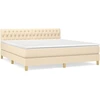 Image de vidaXL Lit boxspring avec matelas Crème 180x200 cm Tissu