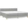 Image de vidaXL Lit boxspring avec matelas gris clair 200x200 cm Tissu