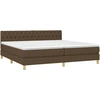 Image de vidaXL Lit boxspring avec matelas brun foncé 200x200 cm Tissu