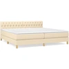 Image de vidaXL Lit boxspring avec matelas Crème 200x200 cm Tissu