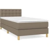 Image de vidaXL Lit boxspring avec matelas Taupe 90x200 cm Tissu