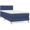 Image de vidaXL Lit boxspring avec matelas bleu 90x200 cm Tissu