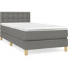 Image de vidaXL Lit boxspring avec matelas gris foncé 100x200 cm Tissu