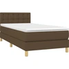 Image de vidaXL Lit boxspring avec matelas brun foncé 100x200 cm Tissu