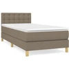 Image de vidaXL Lit boxspring avec matelas Taupe 100x200 cm Tissu