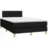Image de vidaXL Lit boxspring avec matelas noir 120x200 cm Tissu