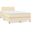 Image de vidaXL Lit Boxspring avec matelas Crème 120x200 cm Tissu