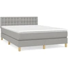 Image de vidaXL Lit boxspring avec matelas gris clair 140x190 cm Tissu