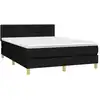 Image de vidaXL Lit boxspring avec matelas noir 140x190 cm Tissu