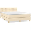 Image de vidaXL Lit boxspring avec matelas Crème 140x190 cm Tissu