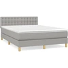 Image de vidaXL Lit boxspring avec matelas gris clair 140x200 cm Tissu