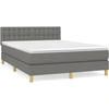 Image de vidaXL Lit boxspring avec matelas gris foncé 140x200 cm Tissu