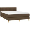Image de vidaXL Lit boxspring avec matelas Marron foncé 140x200 cm Tissu