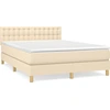 Image de vidaXL Lit boxspring avec matelas Crème 140x200 cm Tissu